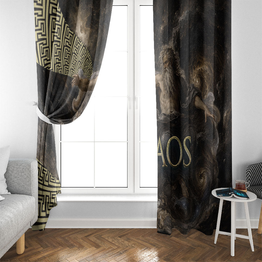 Greek God Of Chaos Window Curtain Cosmic Nebula Classical Art Greek Key Pattern