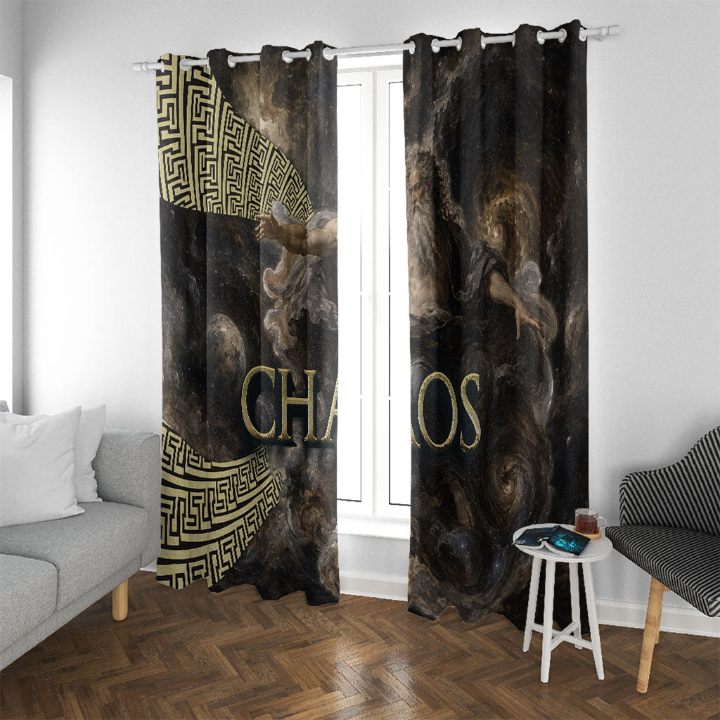 Greek God Of Chaos Window Curtain Cosmic Nebula Classical Art Greek Key Pattern