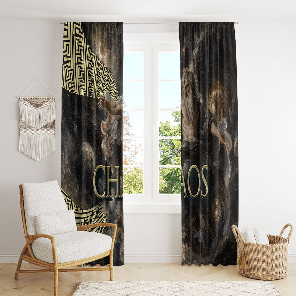 Greek God Of Chaos Window Curtain Cosmic Nebula Classical Art Greek Key Pattern