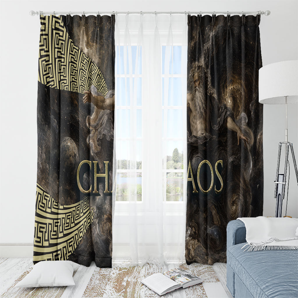 Greek God Of Chaos Window Curtain Cosmic Nebula Classical Art Greek Key Pattern