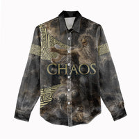 Greek God Of Chaos Women Casual Shirt Cosmic Nebula Classical Art Greek Key Pattern