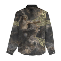 Greek God Of Chaos Women Casual Shirt Cosmic Nebula Classical Art Greek Key Pattern