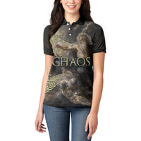 Greek God Of Chaos Women Polo Shirt Cosmic Nebula Classical Art Greek Key Pattern