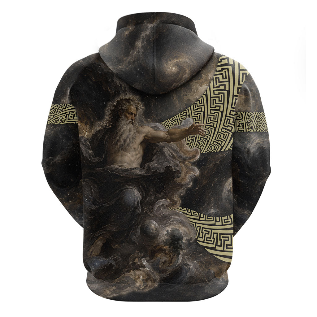 Greek God Of Chaos Zip Hoodie Cosmic Nebula Classical Art Greek Key Pattern