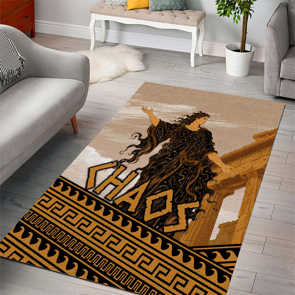Greek Mythology Chaos Area Rug Ancient Temple Ruins Classical Art Greek Key Pattern