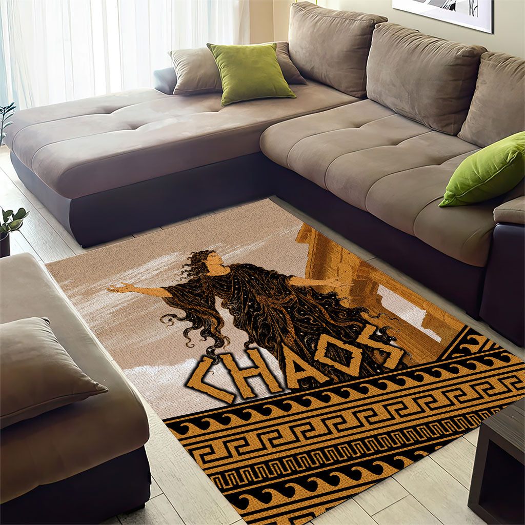 Greek Mythology Chaos Area Rug Ancient Temple Ruins Classical Art Greek Key Pattern