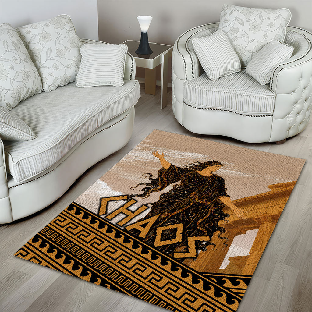 Greek Mythology Chaos Area Rug Ancient Temple Ruins Classical Art Greek Key Pattern