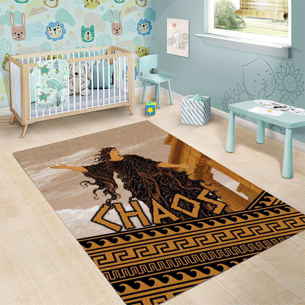 Greek Mythology Chaos Area Rug Ancient Temple Ruins Classical Art Greek Key Pattern