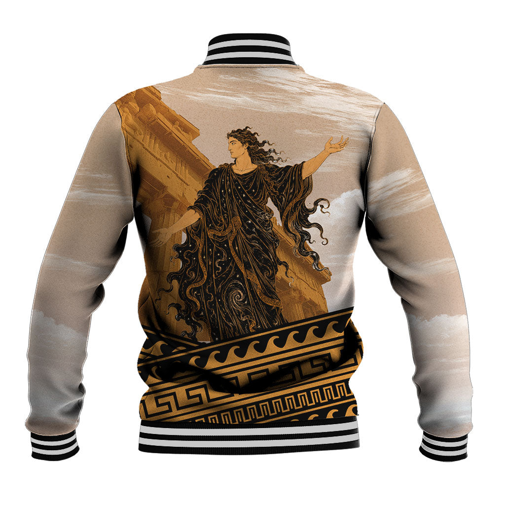 Greek Mythology Chaos Baseball Jacket Ancient Temple Ruins Classical Art Greek Key Pattern