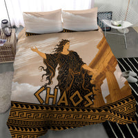 Greek Mythology Chaos Bedding Set Ancient Temple Ruins Classical Art Greek Key Pattern