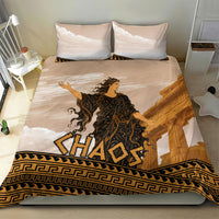 Greek Mythology Chaos Bedding Set Ancient Temple Ruins Classical Art Greek Key Pattern