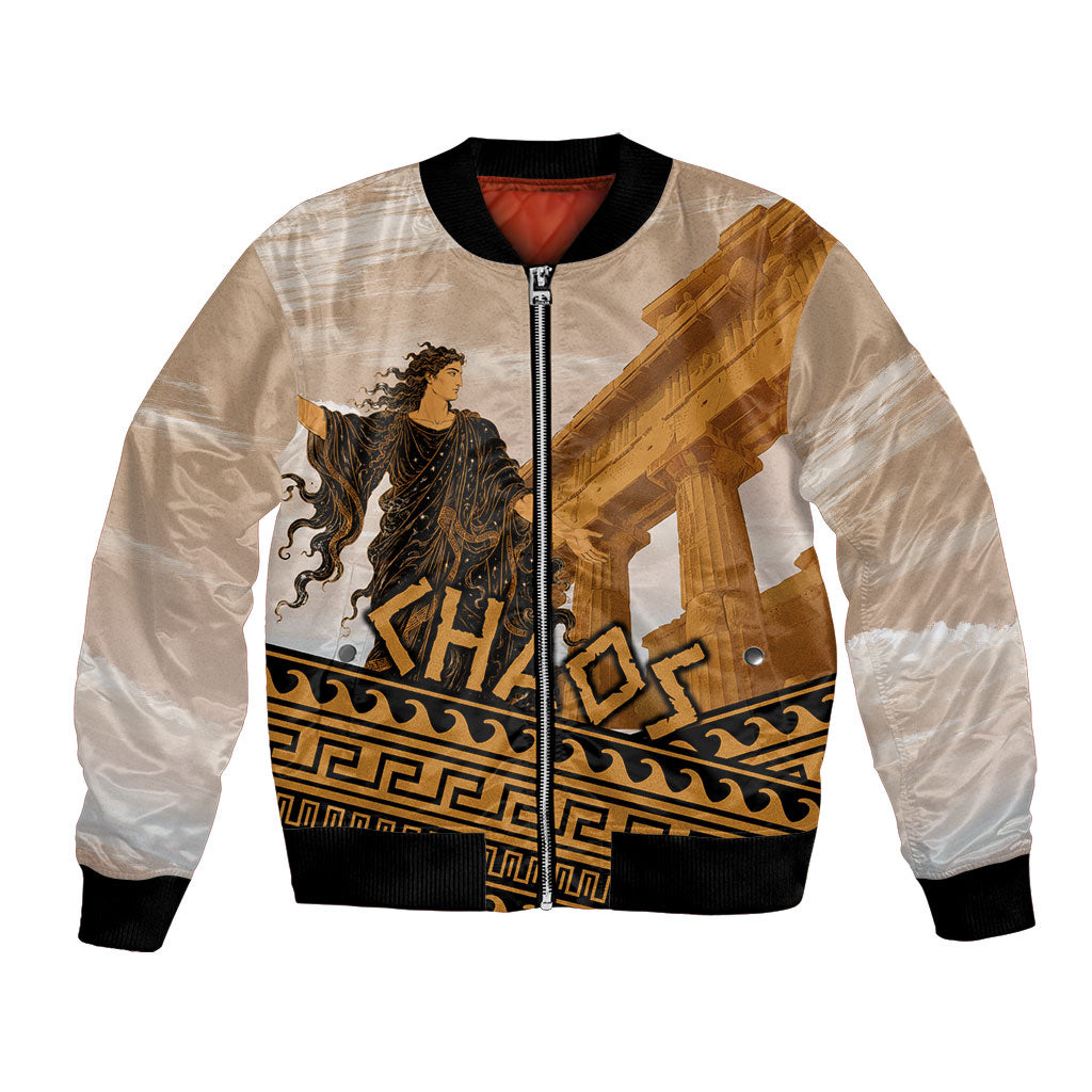 Greek Mythology Chaos Bomber Jacket Ancient Temple Ruins Classical Art Greek Key Pattern