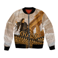 Greek Mythology Chaos Bomber Jacket Ancient Temple Ruins Classical Art Greek Key Pattern