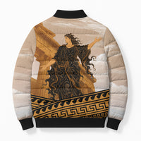 Greek Mythology Chaos Bomber Puffer Jacket Ancient Temple Ruins Classical Art Greek Key Pattern