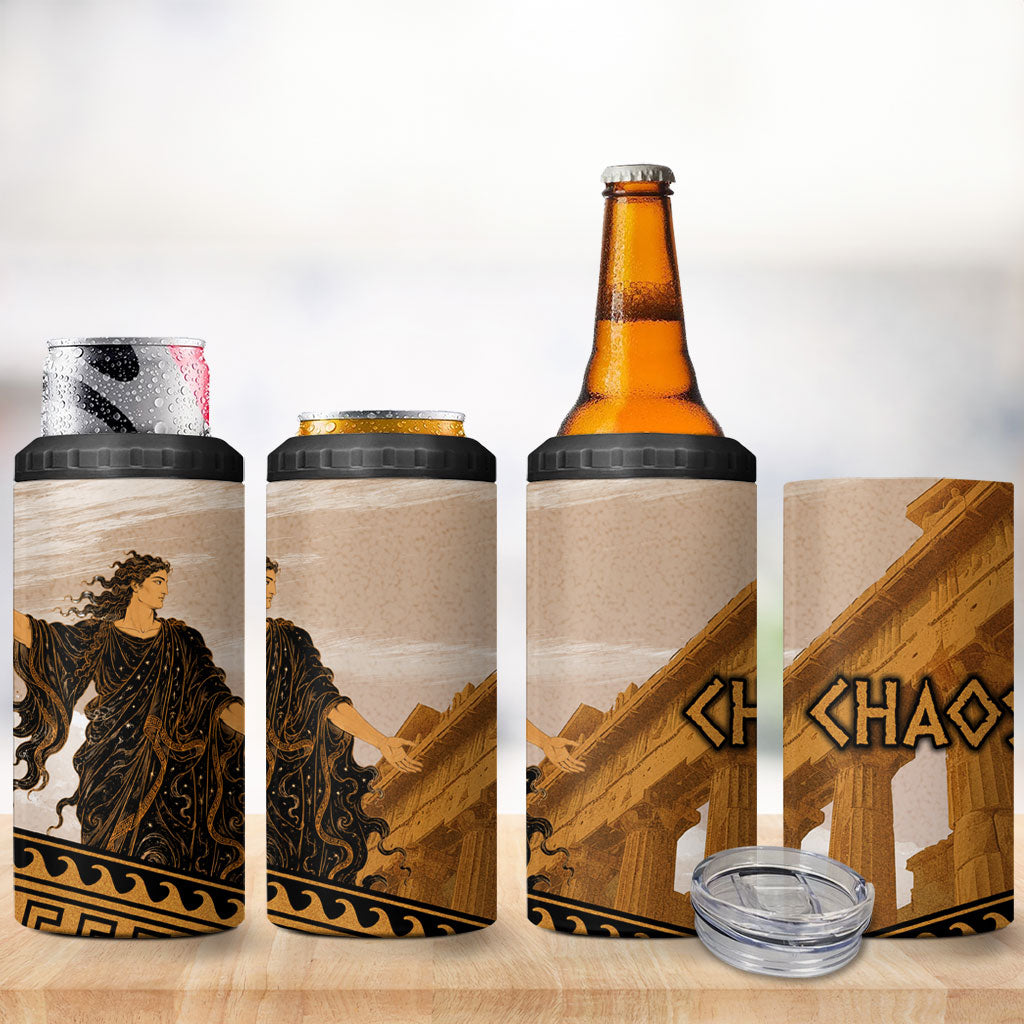 Greek Mythology Chaos 4 in 1 Can Cooler Tumbler Ancient Temple Ruins Classical Art Greek Key Pattern