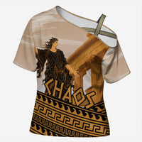 Greek Mythology Chaos Cross Shoulder Shirt Ancient Temple Ruins Classical Art Greek Key Pattern