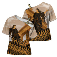 Greek Mythology Chaos Cross Shoulder Shirt Ancient Temple Ruins Classical Art Greek Key Pattern