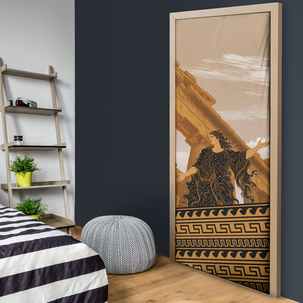 Greek Mythology Chaos Door Cover Ancient Temple Ruins Classical Art Greek Key Pattern