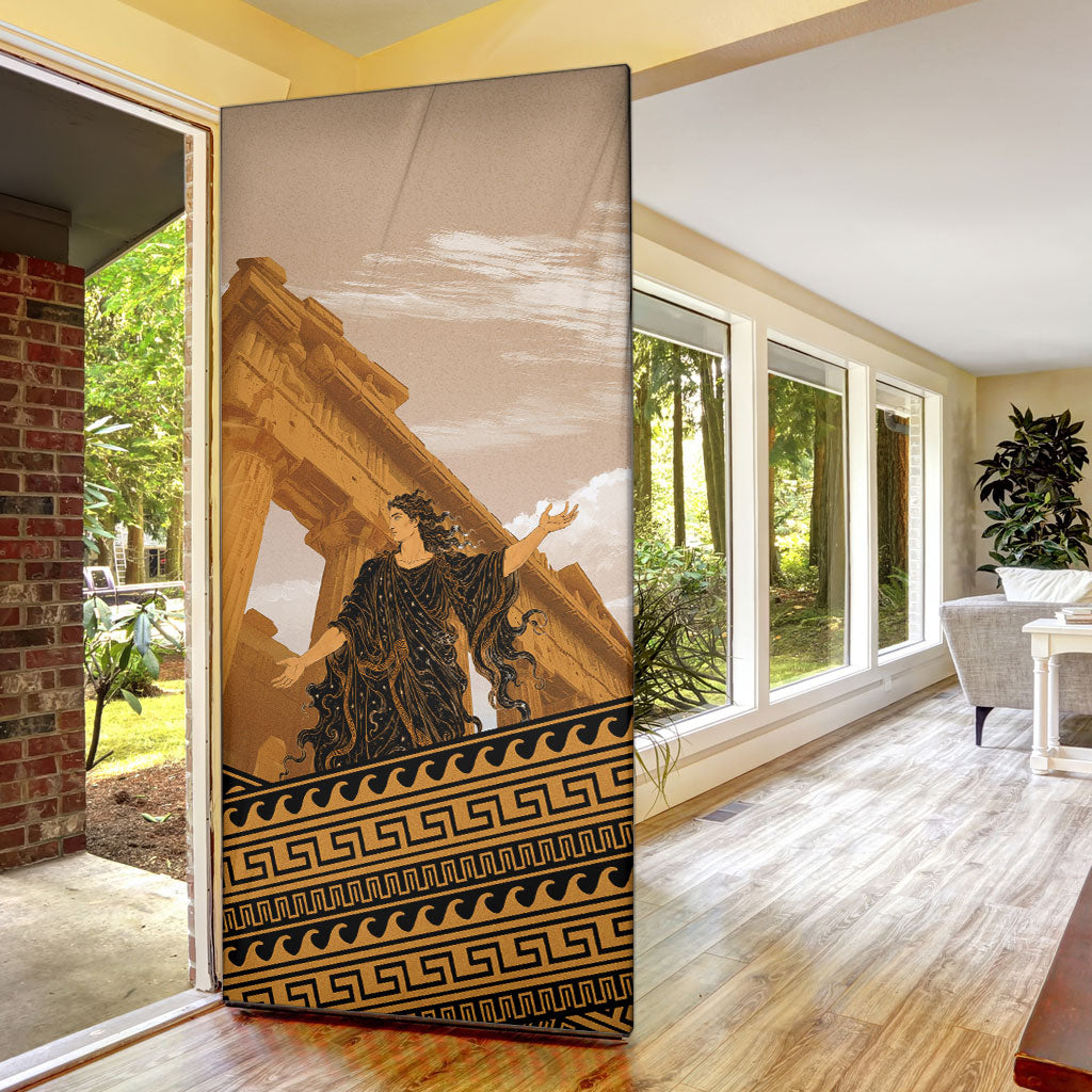 Greek Mythology Chaos Door Cover Ancient Temple Ruins Classical Art Greek Key Pattern