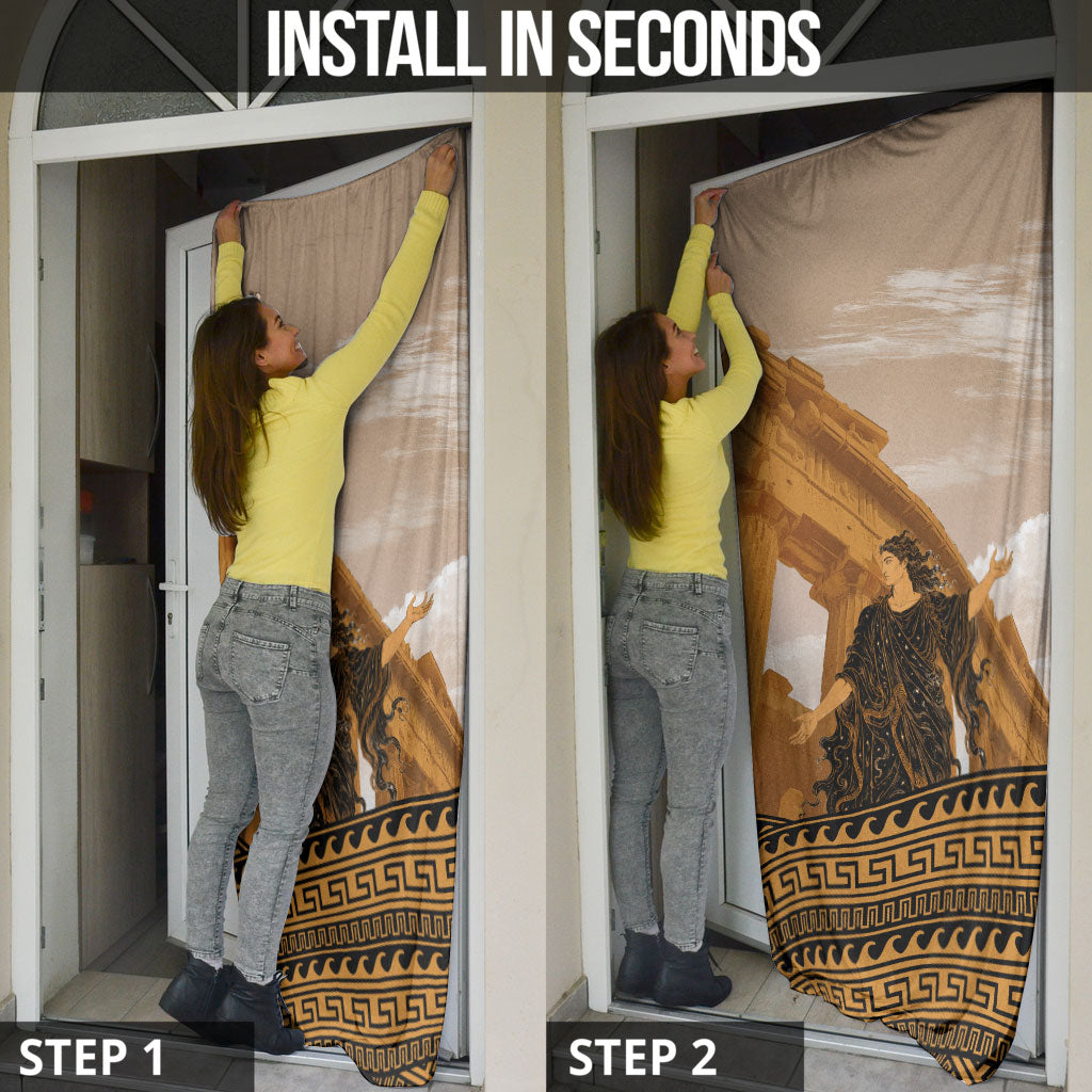 Greek Mythology Chaos Door Cover Ancient Temple Ruins Classical Art Greek Key Pattern