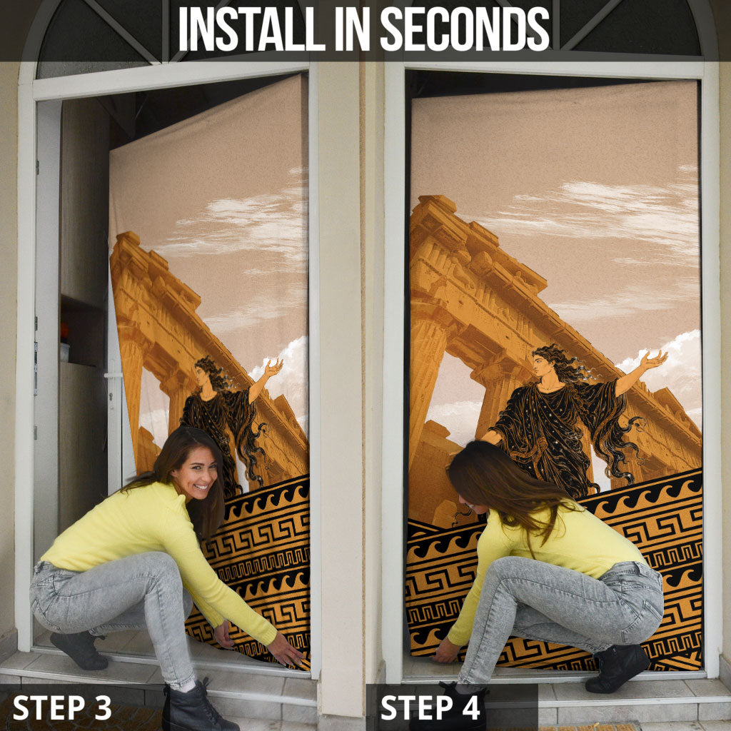 Greek Mythology Chaos Door Cover Ancient Temple Ruins Classical Art Greek Key Pattern