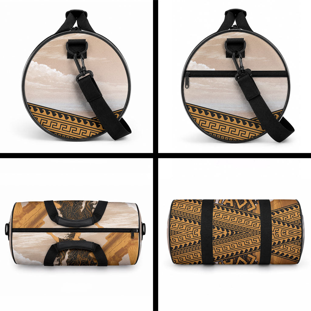 Greek Mythology Chaos Duffle Bag Ancient Temple Ruins Classical Art Greek Key Pattern
