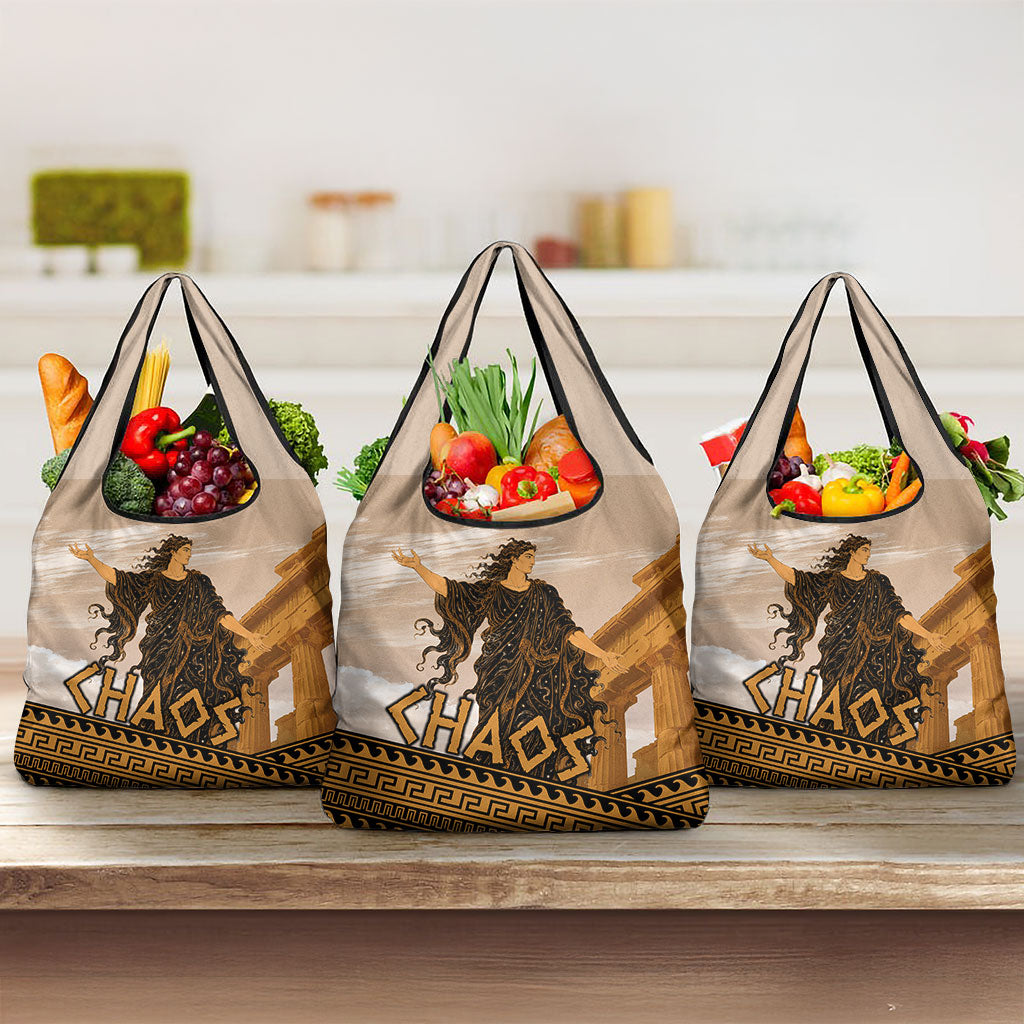 Greek Mythology Chaos Grocery Bag Ancient Temple Ruins Classical Art Greek Key Pattern