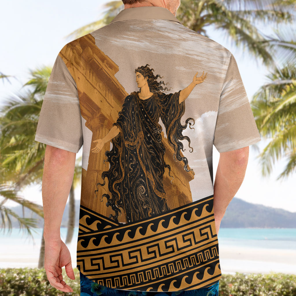 Greek Mythology Chaos Hawaiian Shirt Ancient Temple Ruins Classical Art Greek Key Pattern