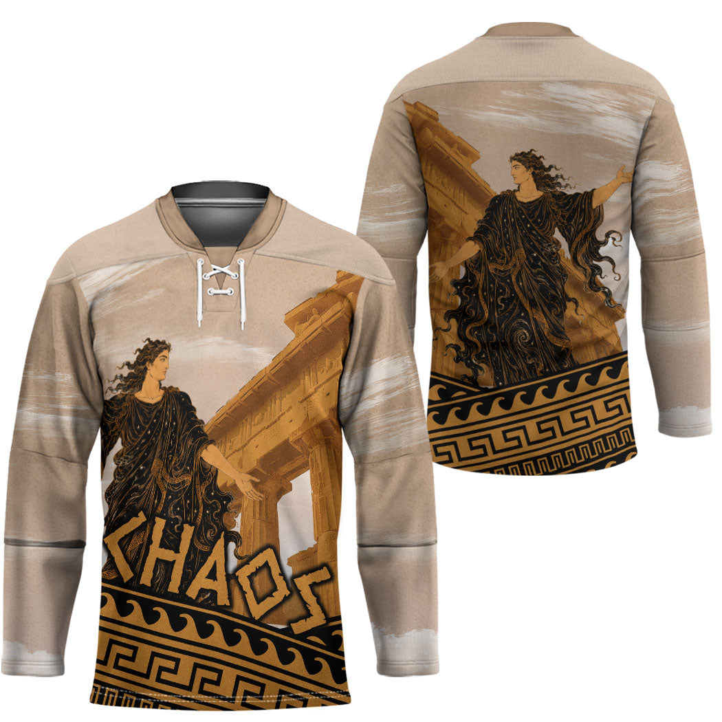 Greek Mythology Chaos Hockey Jersey Ancient Temple Ruins Classical Art Greek Key Pattern