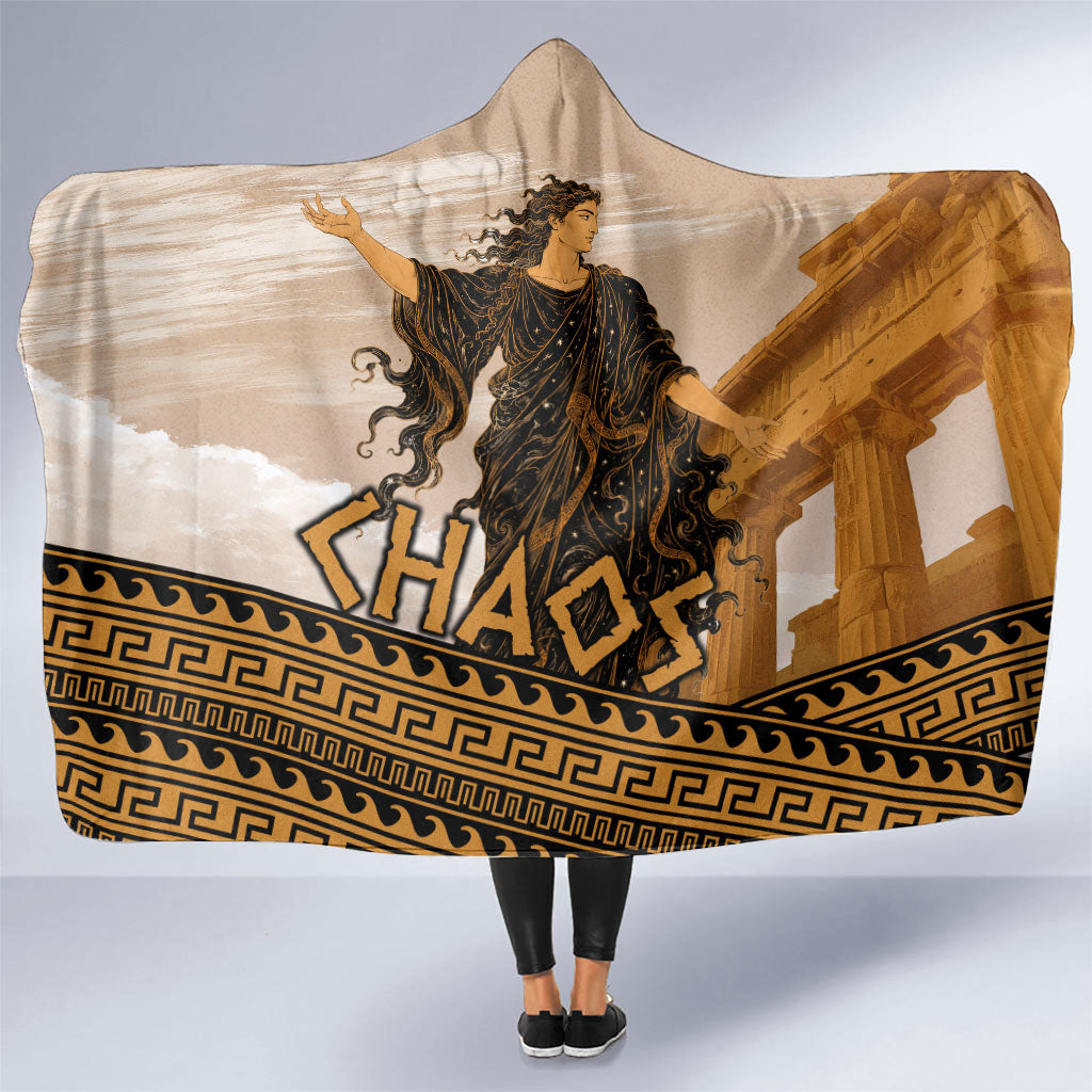 Greek Mythology Chaos Hooded Blanket Ancient Temple Ruins Classical Art Greek Key Pattern
