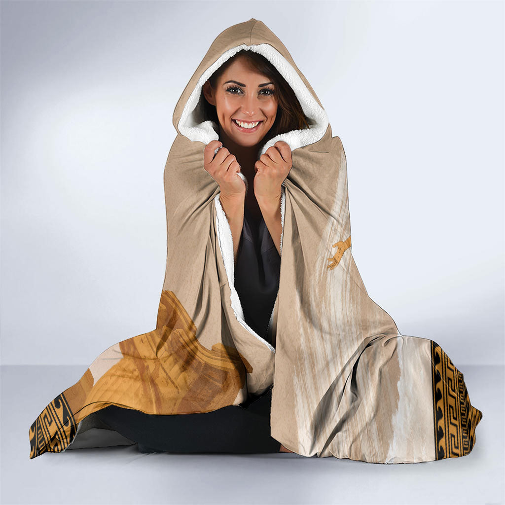 Greek Mythology Chaos Hooded Blanket Ancient Temple Ruins Classical Art Greek Key Pattern