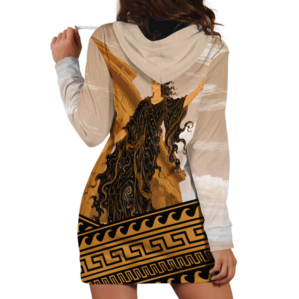 Greek Mythology Chaos Hoodie Dress Ancient Temple Ruins Classical Art Greek Key Pattern