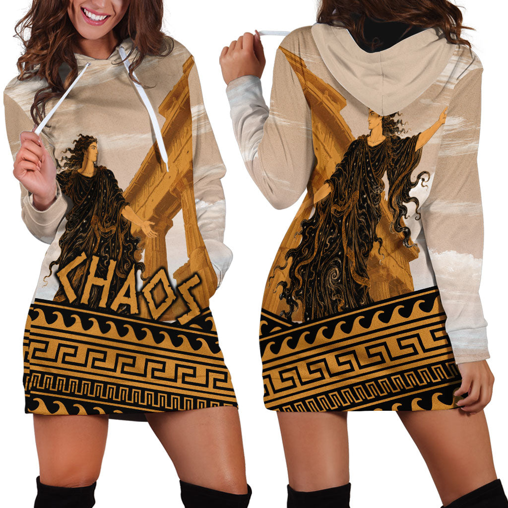 Greek Mythology Chaos Hoodie Dress Ancient Temple Ruins Classical Art Greek Key Pattern