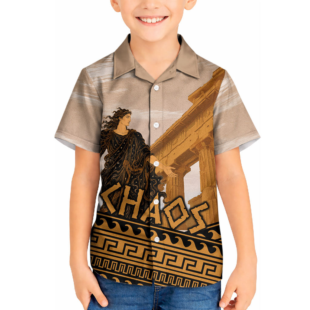 Greek Mythology Chaos Kid Hawaiian Shirt Ancient Temple Ruins Classical Art Greek Key Pattern