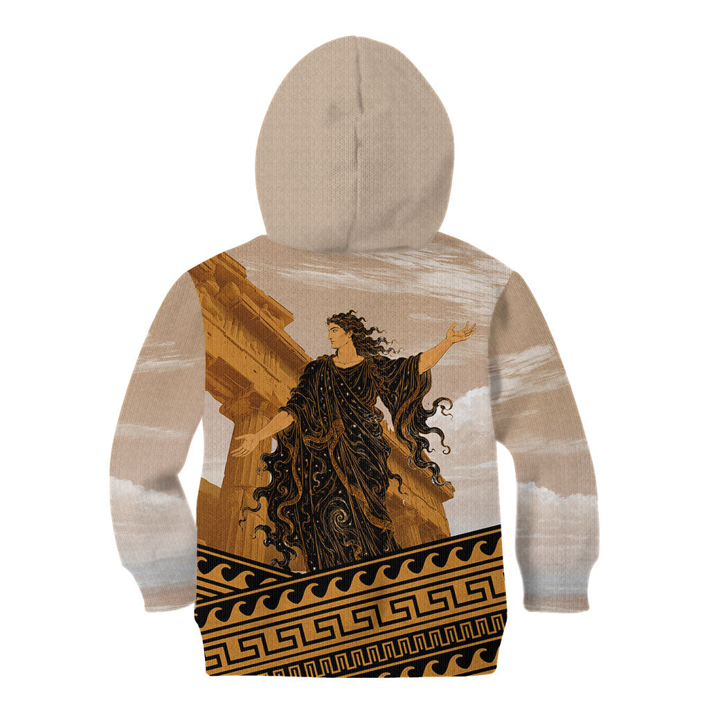 Greek Mythology Chaos Kid Hoodie Ancient Temple Ruins Classical Art Greek Key Pattern