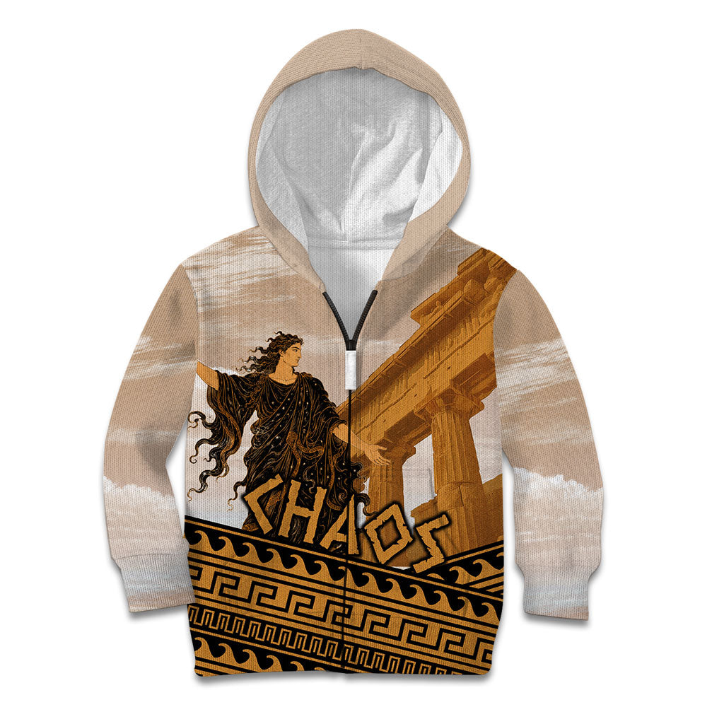 Greek Mythology Chaos Kid Hoodie Ancient Temple Ruins Classical Art Greek Key Pattern