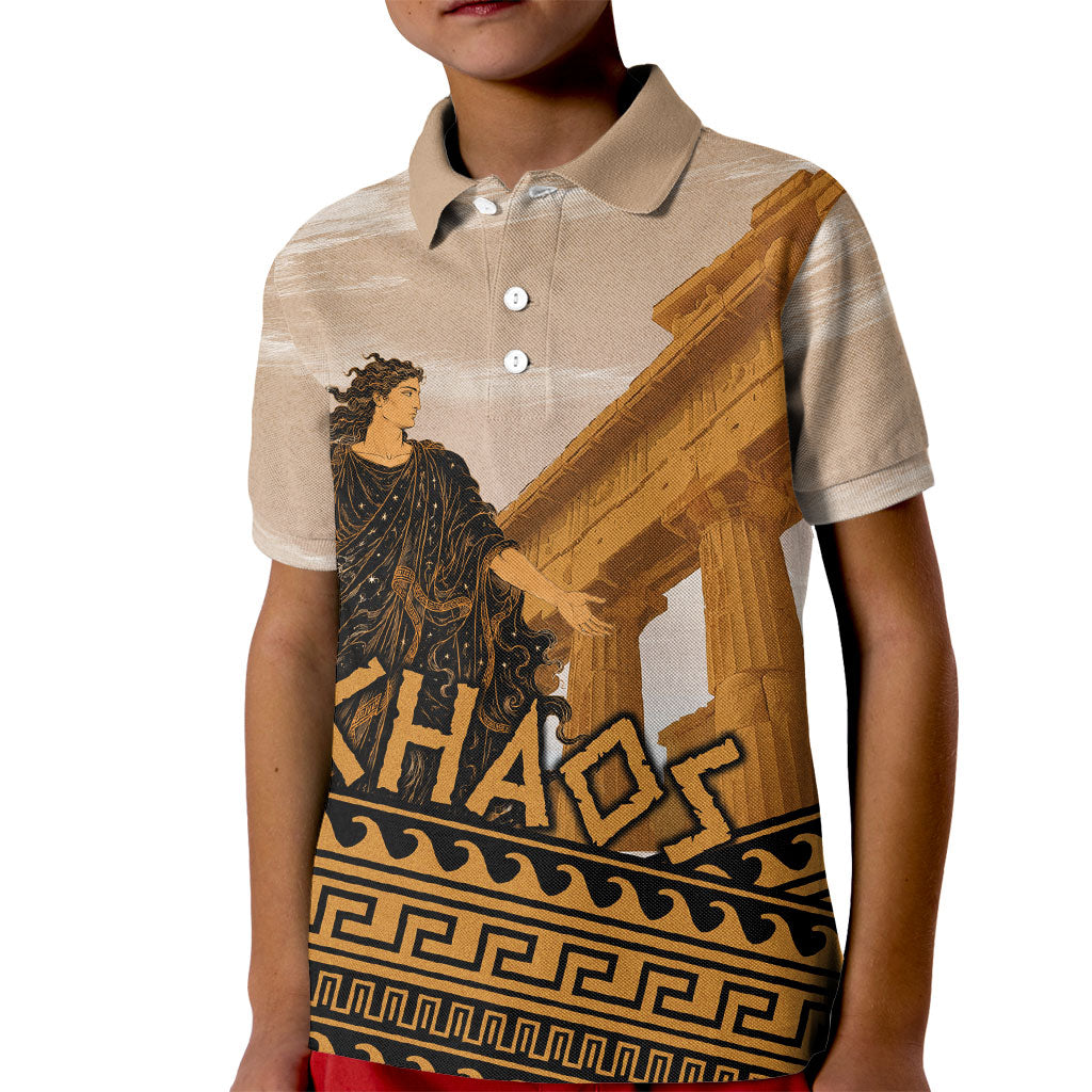 Greek Mythology Chaos Kid Polo Shirt Ancient Temple Ruins Classical Art Greek Key Pattern