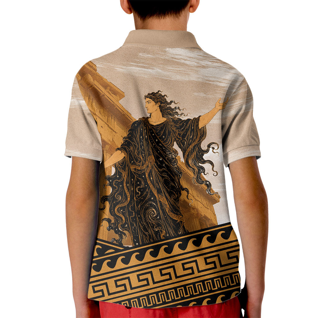 Greek Mythology Chaos Kid Polo Shirt Ancient Temple Ruins Classical Art Greek Key Pattern