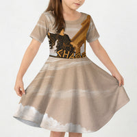 Greek Mythology Chaos Kid Short Sleeve Dress Ancient Temple Ruins Classical Art Greek Key Pattern