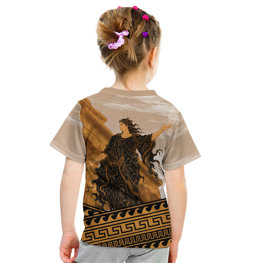 Greek Mythology Chaos Kid T Shirt Ancient Temple Ruins Classical Art Greek Key Pattern