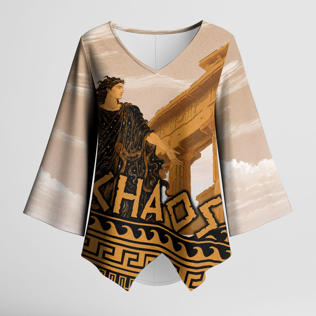 Greek Mythology Chaos Kimono Sleeve Blouse Ancient Temple Ruins Classical Art Greek Key Pattern