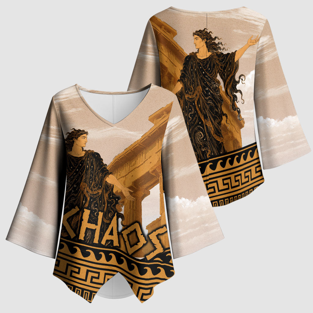 Greek Mythology Chaos Kimono Sleeve Blouse Ancient Temple Ruins Classical Art Greek Key Pattern