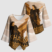 Greek Mythology Chaos Kimono Sleeve Blouse Ancient Temple Ruins Classical Art Greek Key Pattern