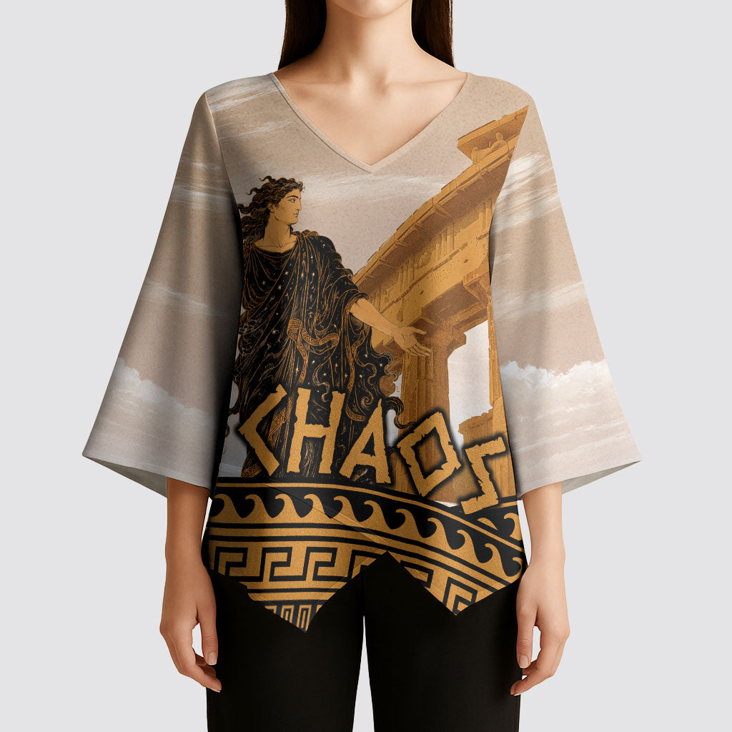 Greek Mythology Chaos Kimono Sleeve Blouse Ancient Temple Ruins Classical Art Greek Key Pattern