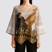 Greek Mythology Chaos Kimono Sleeve Blouse Ancient Temple Ruins Classical Art Greek Key Pattern