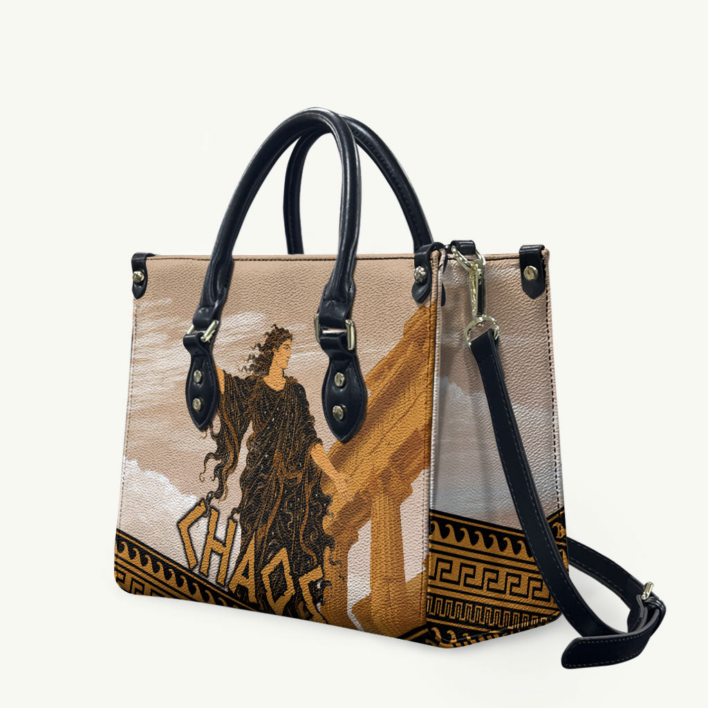 Greek Mythology Chaos Leather Bag Ancient Temple Ruins Classical Art Greek Key Pattern