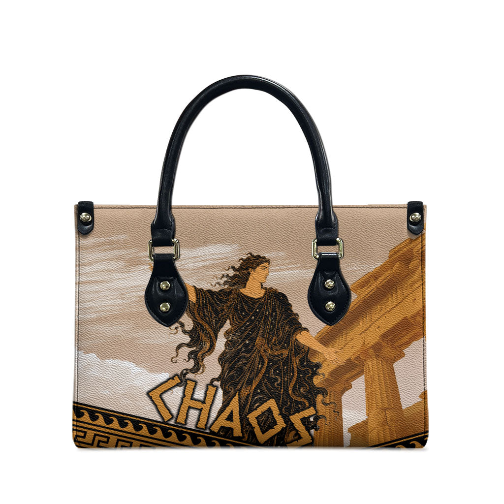Greek Mythology Chaos Leather Bag Ancient Temple Ruins Classical Art Greek Key Pattern