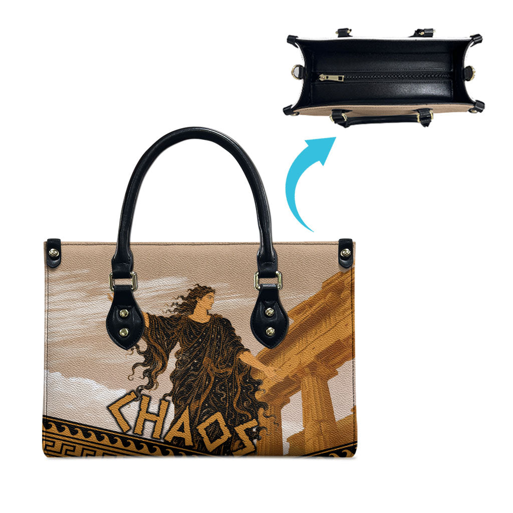 Greek Mythology Chaos Leather Bag Ancient Temple Ruins Classical Art Greek Key Pattern