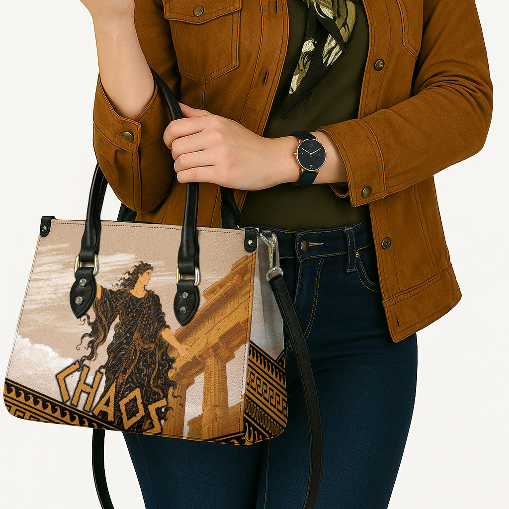 Greek Mythology Chaos Leather Bag Ancient Temple Ruins Classical Art Greek Key Pattern