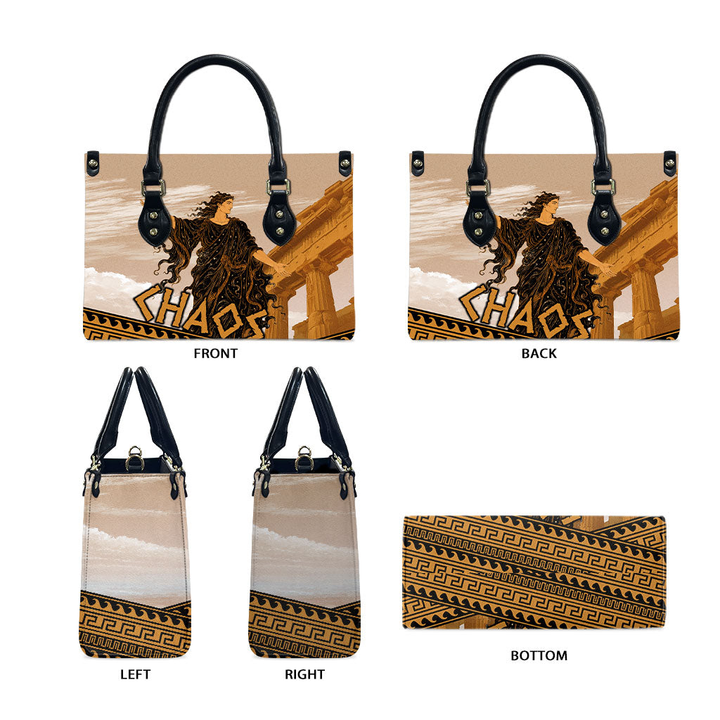 Greek Mythology Chaos Leather Bag Ancient Temple Ruins Classical Art Greek Key Pattern